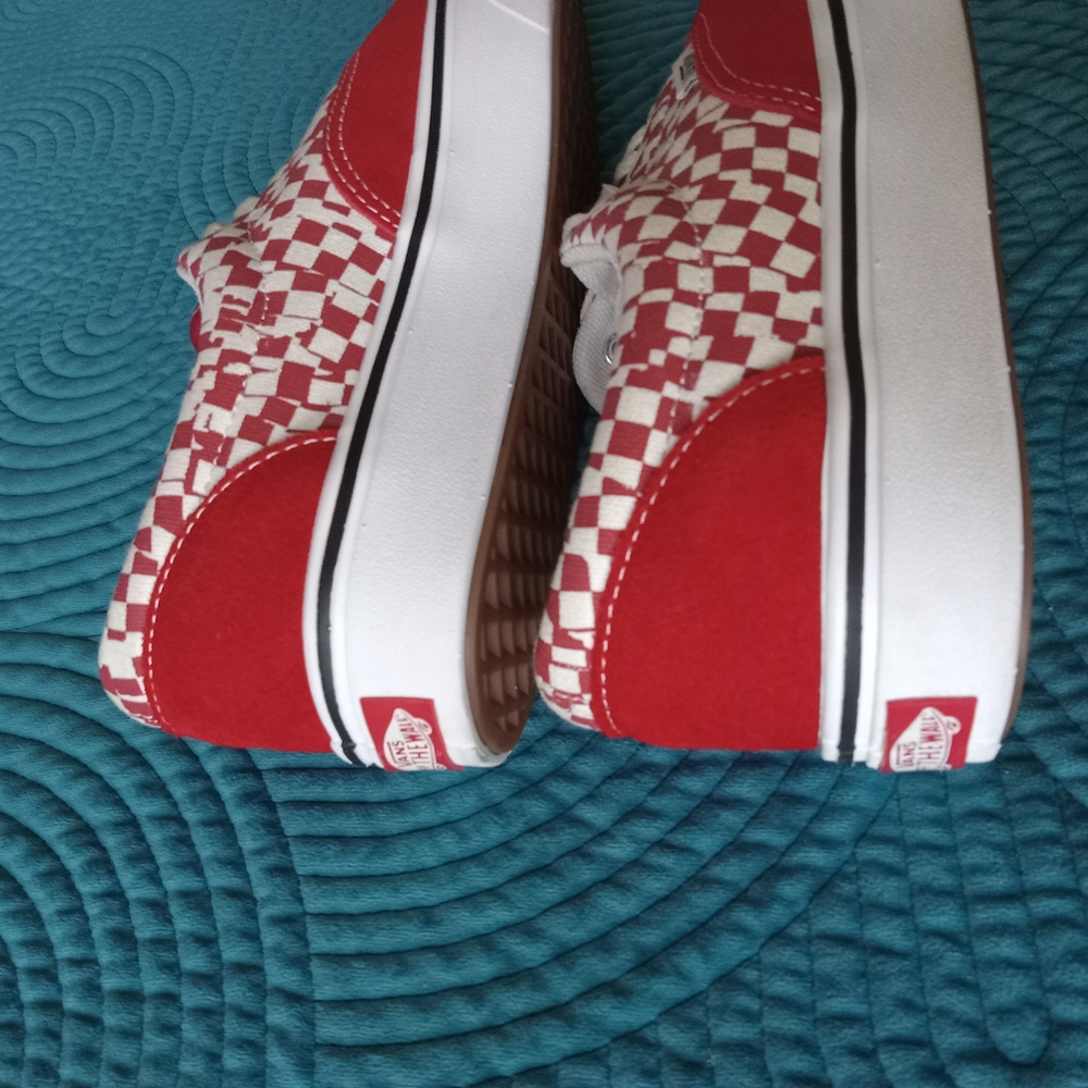 Vans Red & White Checkered Shoes Suede & Canvas W8/M6.5 - Picture 3 of 11